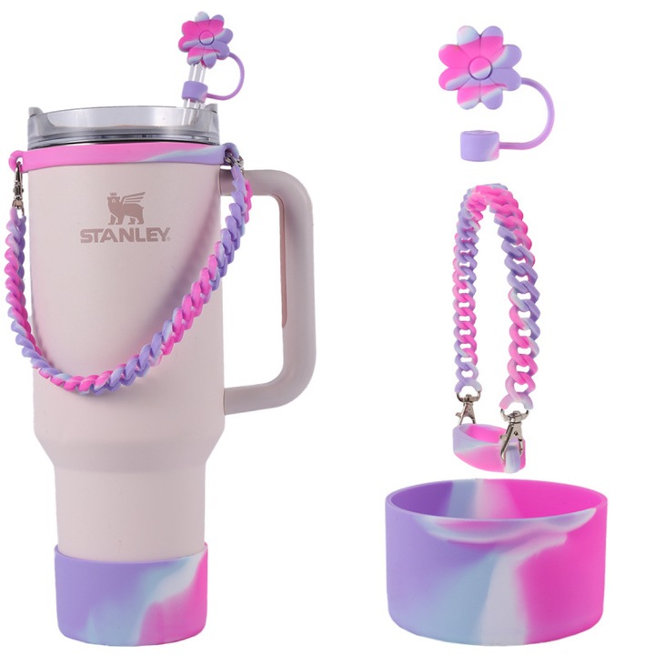 3 Tartozék készlet a Stanley Cuphoz, szilikon, Rózsaspiros fehér kék lila színes csomag
