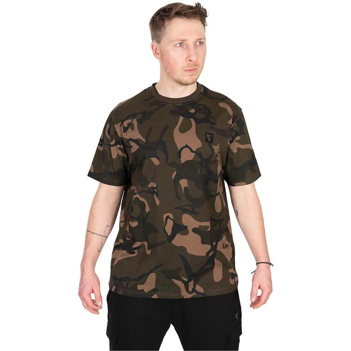 Мъжка тениска, риболов, Fox, Camo, Зелен/Камуфлаж