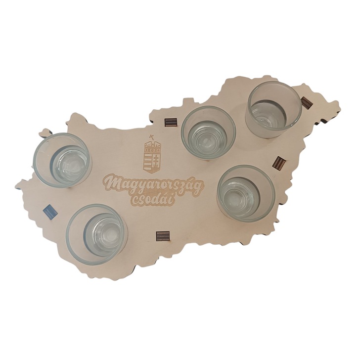 Чудесата на Унгария – Дървена поставка за чаши с 5 чаши