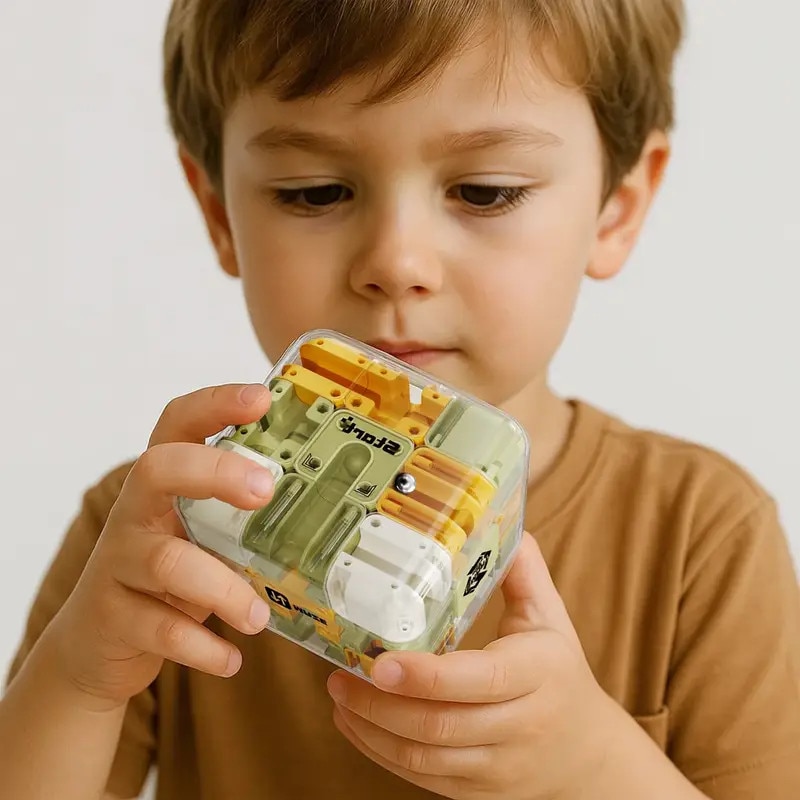 Cub 3D Labirint, Nicerpro, joc de inteligenta, 6 fete, plastic