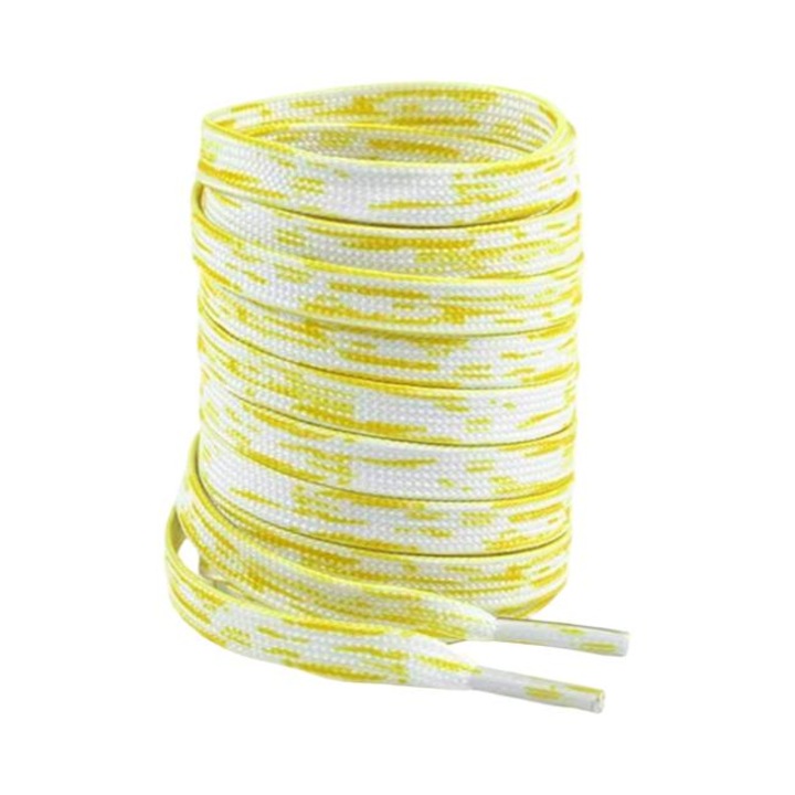 Sireturi plate cu imprimeu liniar, galben\alb,2buc