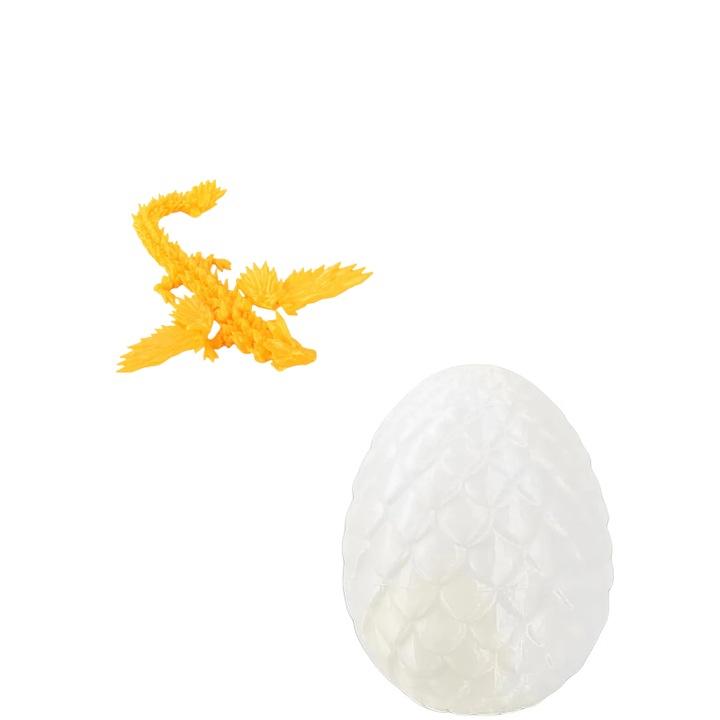 Set de Ou de Dragon de Inviere & Set de Pterodactil, OEM, Cadou de figura, Cadou de Paste, Cadou de Craciun, Ornament decorativ creativ, Ou de dragon de 13 cm inaltime, Pterozaur galben