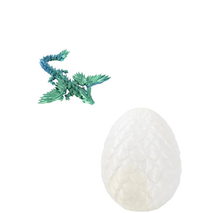 Set de Ou de Dragon de Inviere & Set de Pterodactil, OEM, Cadou de figura, Cadou de Paste, Cadou de Craciun, Ornament decorativ creativ, Ou de Dragon de 13 cm inaltime, Pterozaur cian