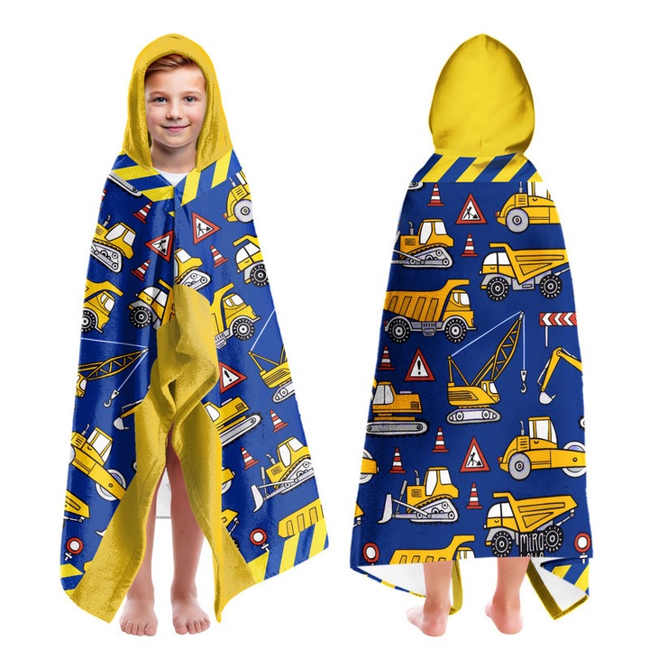 Prosop de baie cu gluga pentru copii, multicolor, 4-8 ani, absorbant, usor de purtat