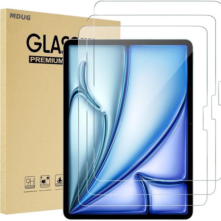 Протектор за екран за таблет, MDUG, комплект от 3 броя, закалено стъкло, 9H, прозрачен, за iPad Air 11 инча (M3) 2025/M2 2024