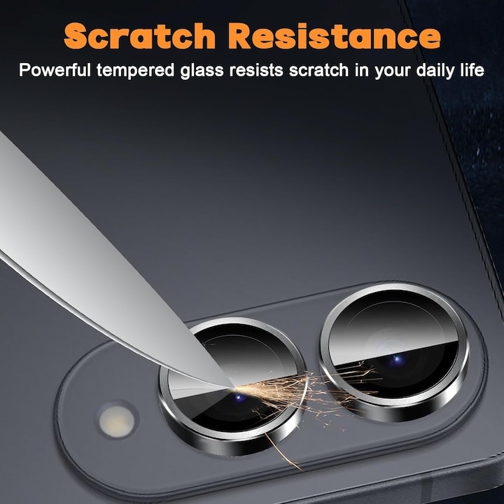 Set 2 folii de protectie pentru camera MDUG Samsung Galaxy S25 Edge 5G, sticla temperata 9H, anti-zgarieturi, negru