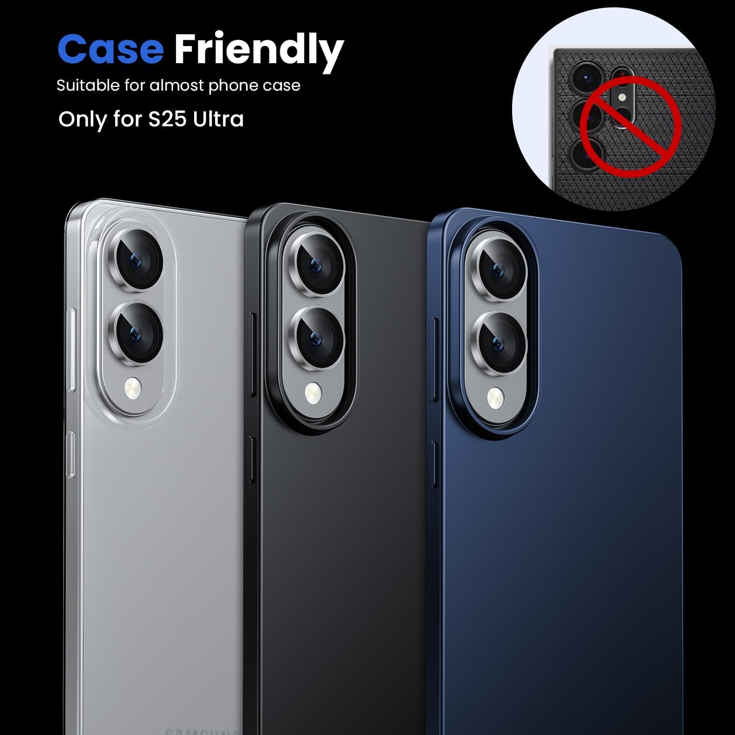 Set 2 folii de protectie pentru camera MDUG Samsung Galaxy S25 Edge 5G, sticla temperata 9H, anti-zgarieturi, argintiu