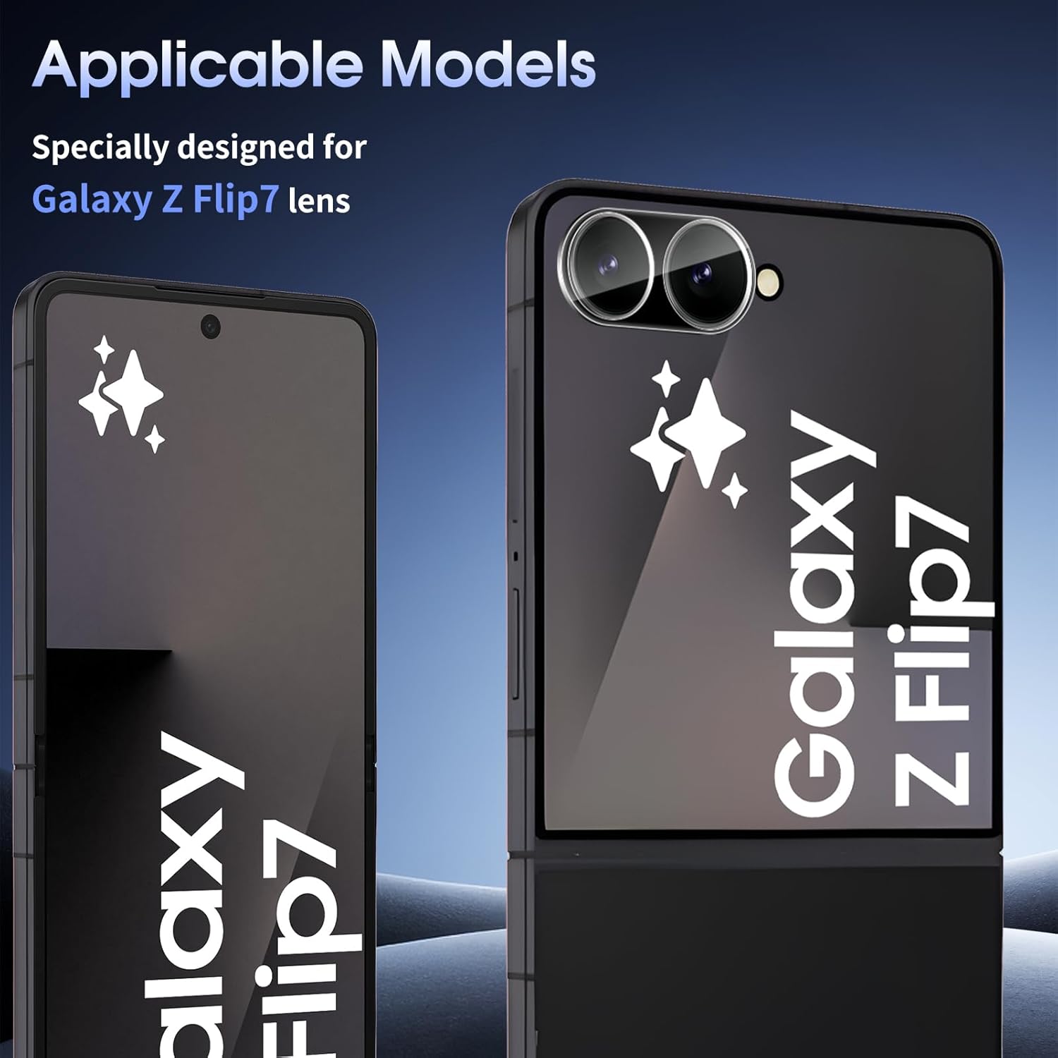 Set 2 folii de protectie din sticla temperata, MDUG, 9H, HD, pentru Samsung Galaxy Z Flip7, negru