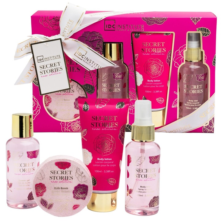 Set produse de ingrijire corporala Secret Stories, Rose Edition, 42293 IDC Institute