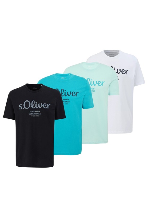 s.Oliver, Set de tricouri cu imprimeu logo - 4 piese, Multicolor