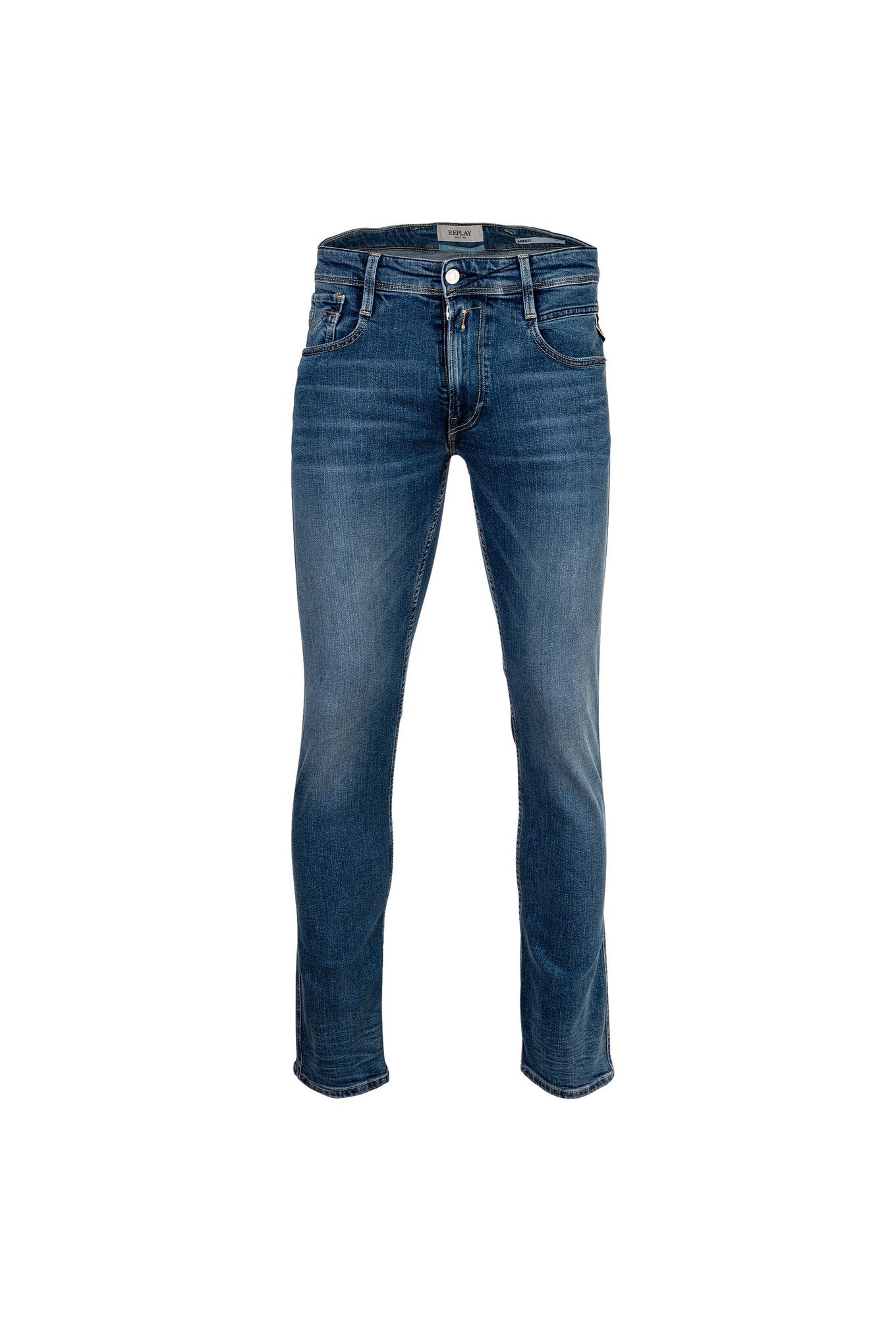 Replay, Blugi slim fit Hyperflex, Albastru, W33-L32