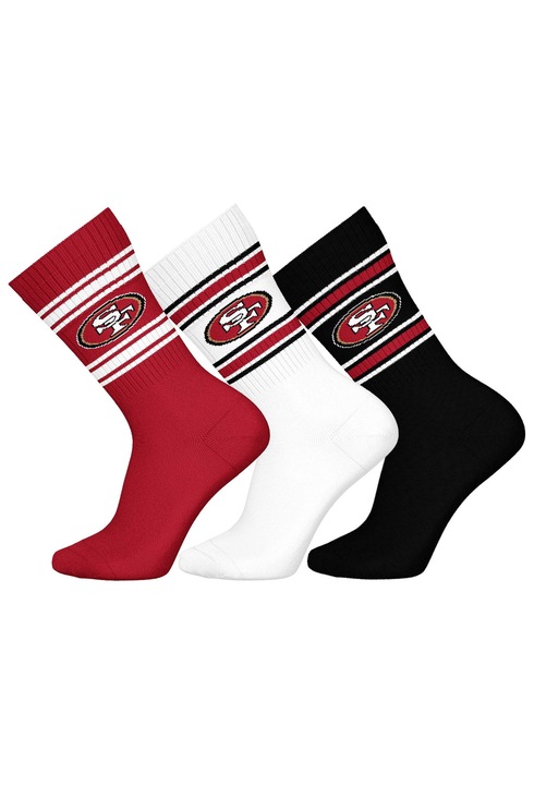 NFL, Set de sosete lungi unisex NFL - 3 perechi, Visiniu/Negru stins/Alb optic