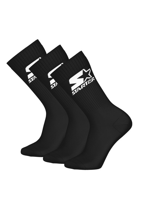Starter, Set de sosete lungi unisex cu logo - 3 perechi, Negru