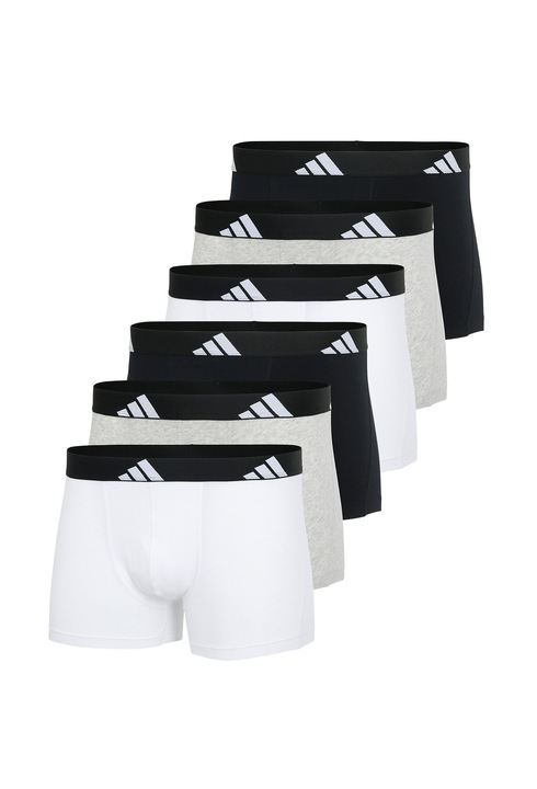 adidas, Set de boxeri Active Flex - 6 perechi, Alb/Negru/Gri
