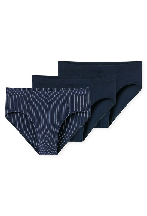 Schiesser, Set de chiloti uni si cu dungi - 3 perechi, Albastru