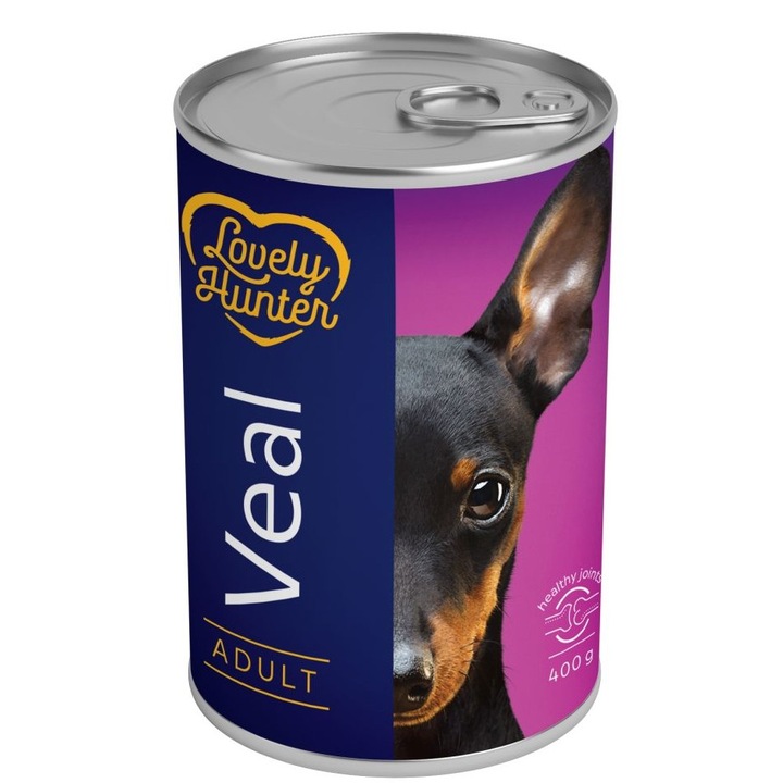 Nedves eledel felnőtt kutyáknak borjúhús alapú, Lovely Hunter Veal, 400 g, konzerv