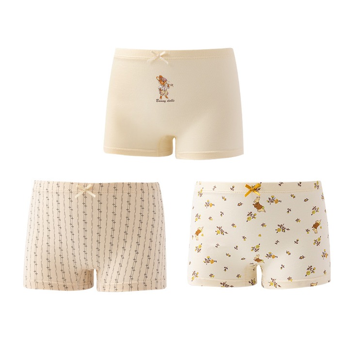 Gyermek fehérnemű szett, Only love, 3 pár, nyuszi mintás, barack, pamut, 135-145cm