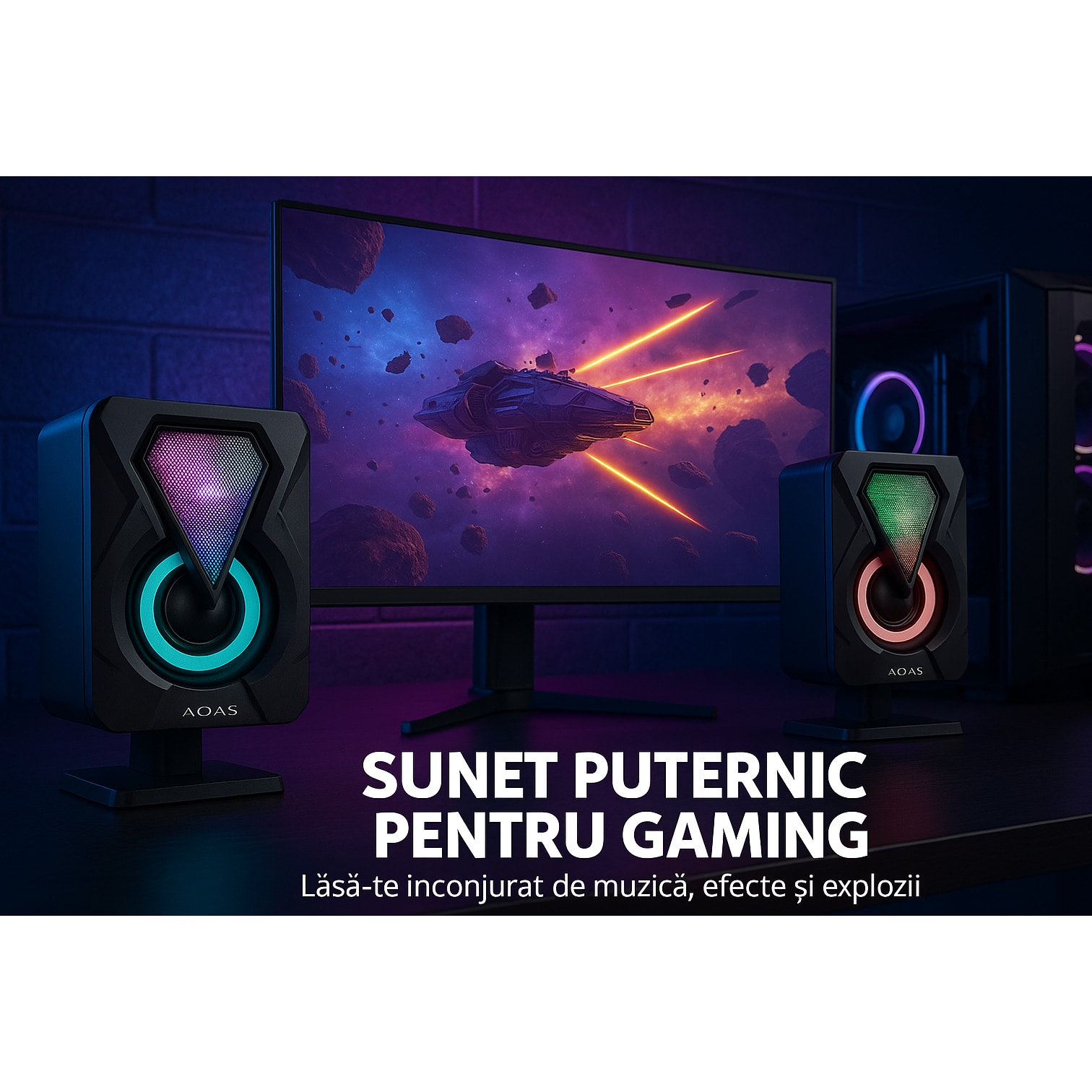 Boxe Gaming RGB pentru Calculator cu USB – Model E-004 - eMAG.ro