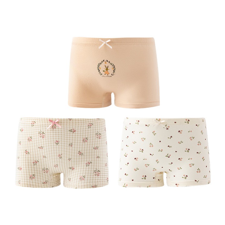 Gyermek fehérnemű szett, Only love, nyomott mintás bugyi, kis virágok, többszínű, 3 pár, pamut, 85-95CM