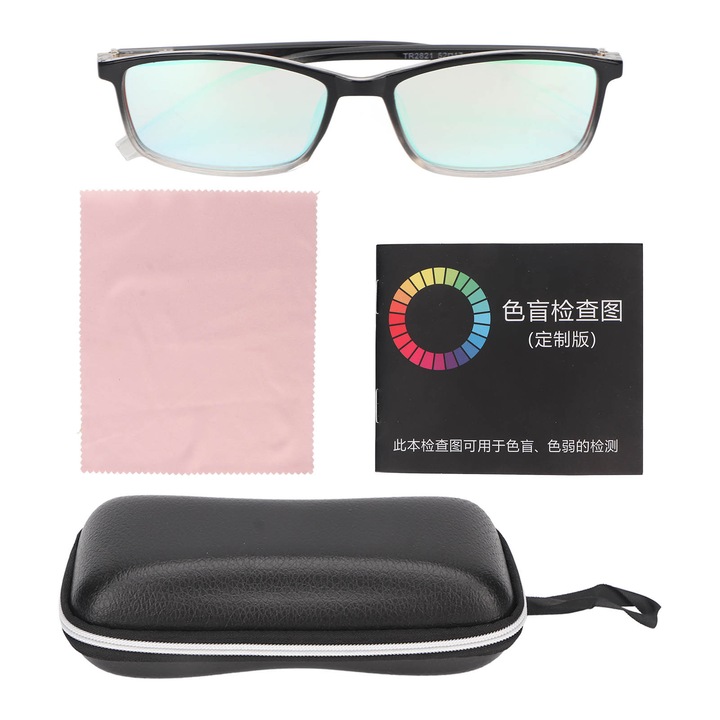 Ochelari corectivi daltonism, dublu strat, negru transparent, dimensiuni standard