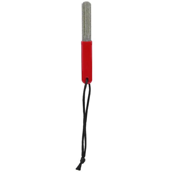 Ascutitor de carlige de pescuit, compact, cu doua fete, pentru cutite de exterior, 10x3cm