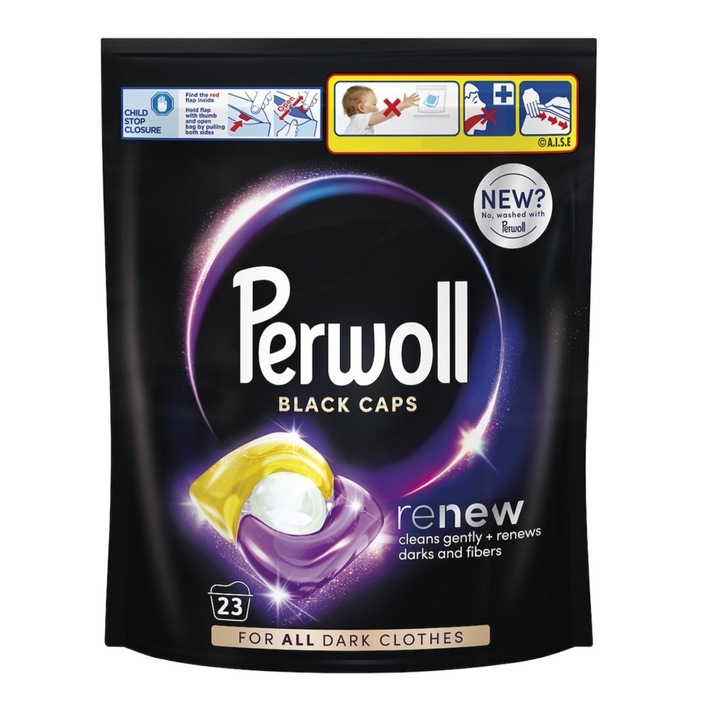 Perwoll Renew Black kapszulás mosószer, 23 mosáshoz