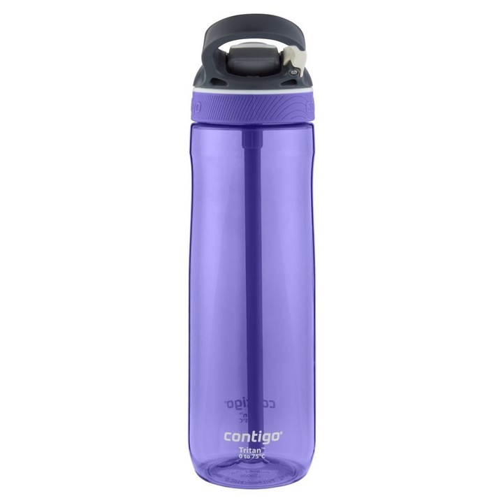 Sticla de apa, Contigo, Ashland, 720 ml, 100% etansa, cu sistem de cioc automat, violet, setul include: sticla, capac suplimentar, material: tritan, fara BPA, lavabila in masina de spalat vase, utilizare convenabila cu o singura mana, rezistenta ridicata