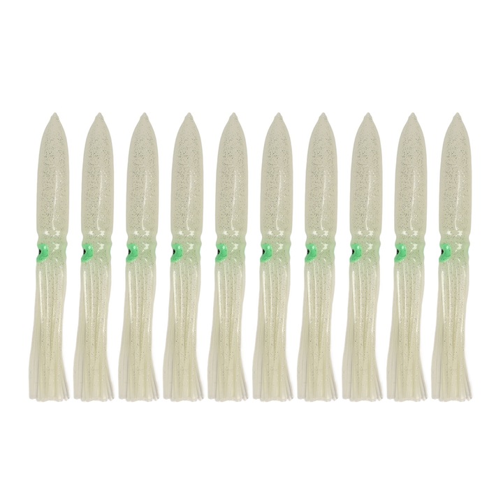 10 darabos tintahal csali készlet, 30 cm, fluoreszkáló, szilikon, többszínű