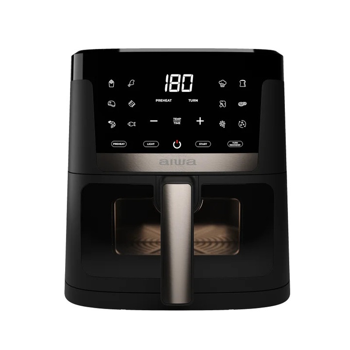 AIWA AFR-7000 forrólevegős fritőz, 7 L, 1800W, digitális panel, kosár láthatóság, 12 program, fekete