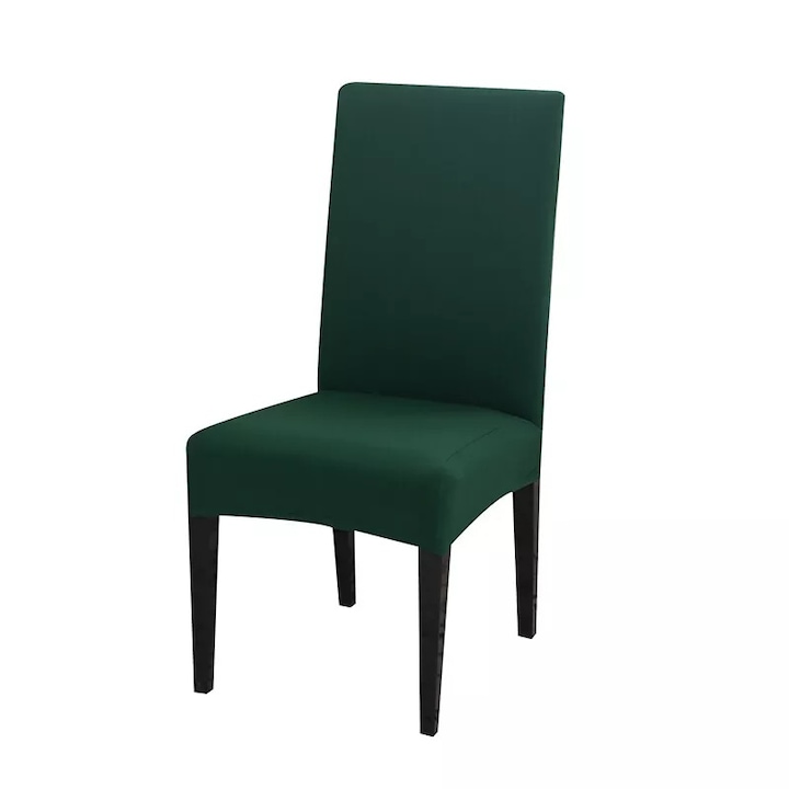 Husa elastica pentru scaun cu spatar, verde, material tip matase, lavabila