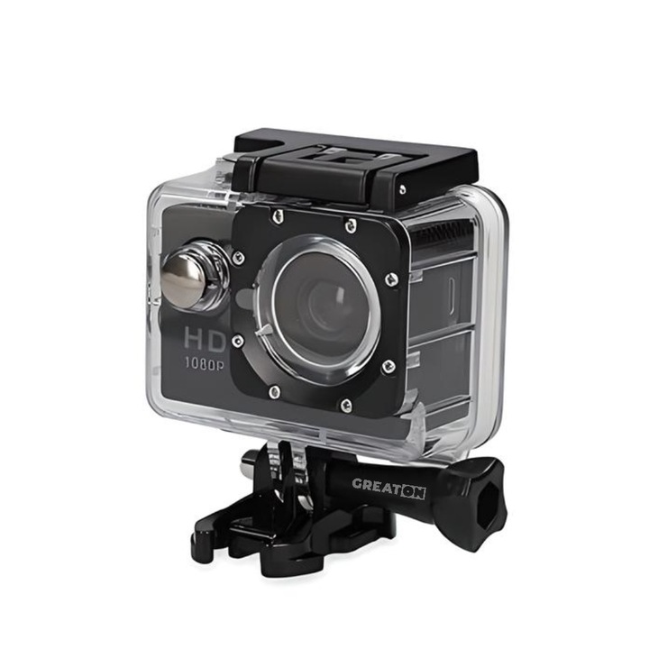 Camera Sport Waterproof GREATON HD 1080P, 12 MP, Ecran 2", Autonomie 90 min – Negru