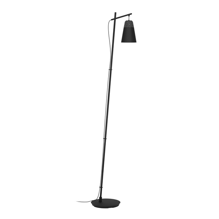 Lampadar, abajurul din ceramica gri si alb, baza rotunda realizata din metal negru mat, sursa cu soclu E27, 40W, 1785 x 465 mm, IP20