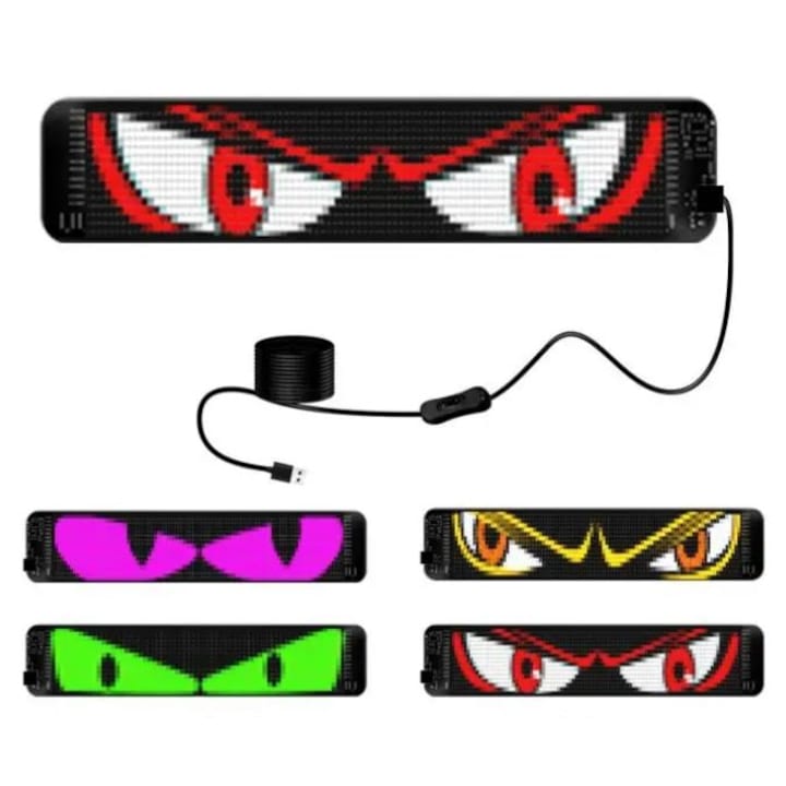 Автоматичен матричен LED панел, управление чрез приложение, водоустойчив, IP65, гъвкав програмируем LED панел, многоцветен, 120 мм x 595 мм, 16 x 96 пиксела