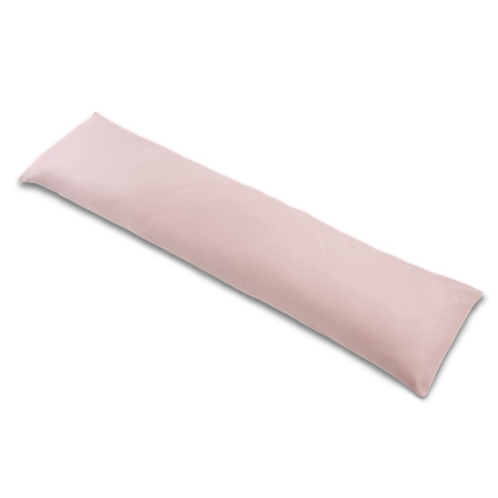 Perna de sarcina tip I pentru dormit – model „baston” 140 cm, din bumbac, pentru femei insarcinate, roz