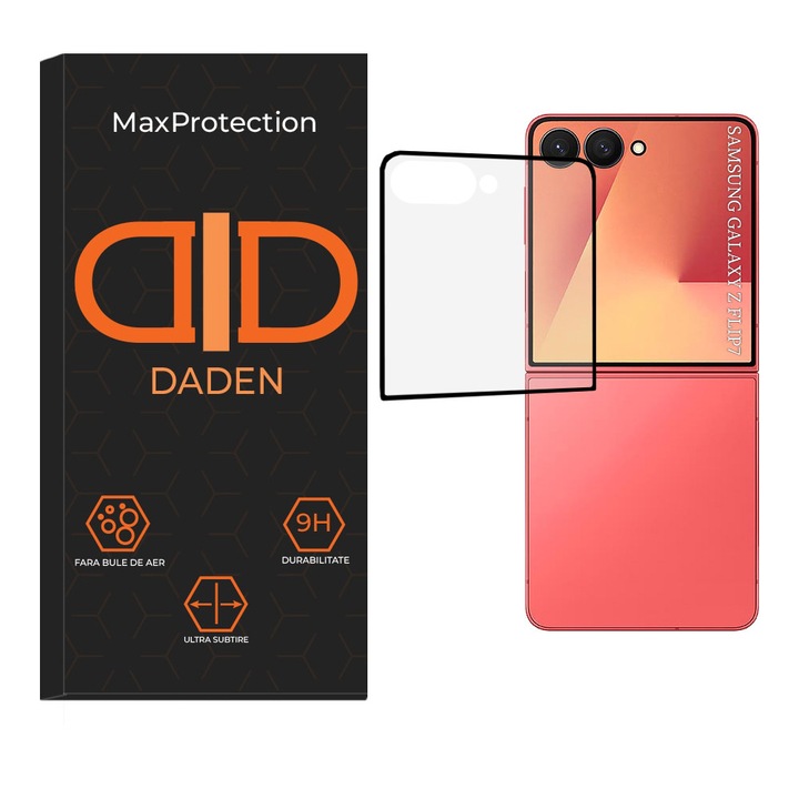Üvegfólia Samsung Galaxy Z Flip 7 készülékhez Daden MaxProtection, Teljes fólia, Professzionális védelem, Ultra ellenálló, Prémium minőség