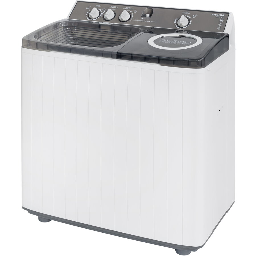 Masina de spalat rufe semi-automata Nobeltek, 10 kg spalare, 5 kg stoarecere, alb/gri