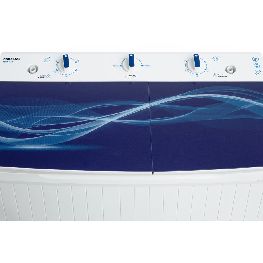 Masina de spalat rufe semi-automata Nobeltek NSWM 7.3B, 7 kg spalare, 3 kg stoarecere