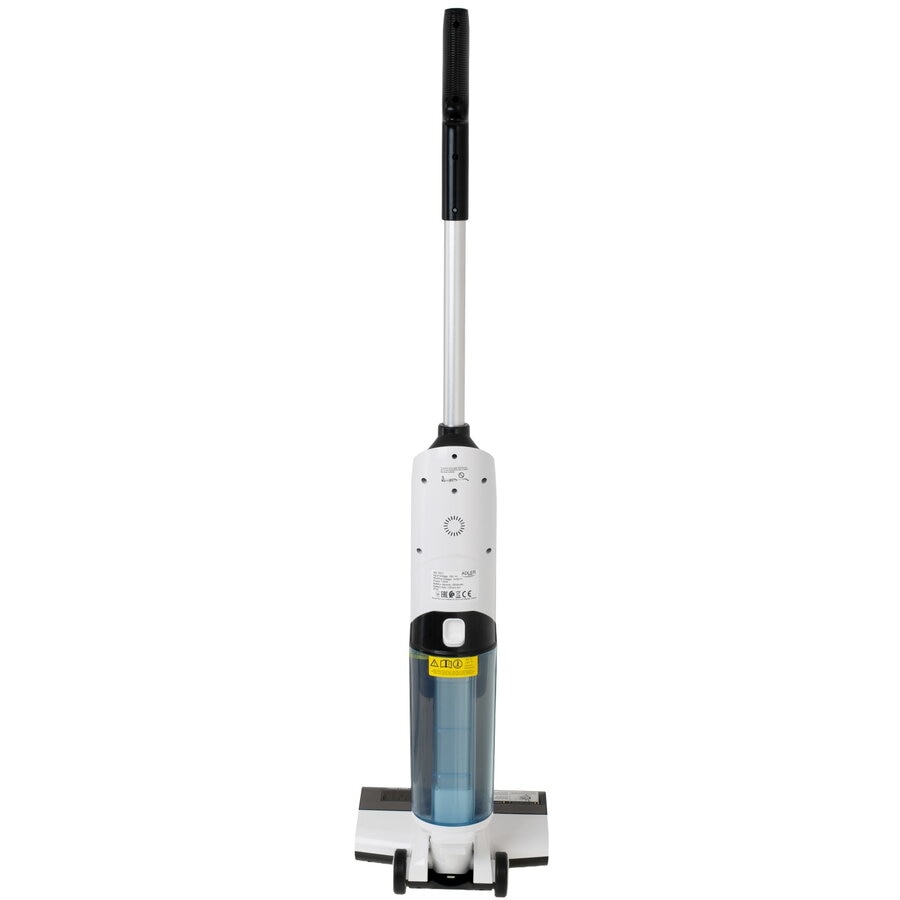 Aspirator fara fir 2 in 1 Adler AD 7077, Curatare umeda si uscata, Indicatii vocale inteligente, Afisaj LED, Filtru HEPA, Rola autocuratatoare, 120W, Alb