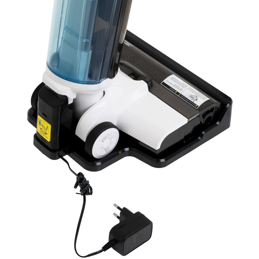 Aspirator fara fir 2 in 1 Adler AD 7077, Curatare umeda si uscata, Indicatii vocale inteligente, Afisaj LED, Filtru HEPA, Rola autocuratatoare, 120W, Alb