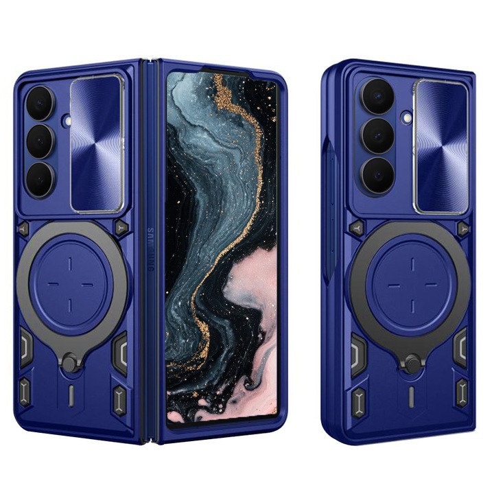 Заден калъф с 360° пръстен за Samsung Galaxy Z Fold7 / Fold 7, Optim Solution, син