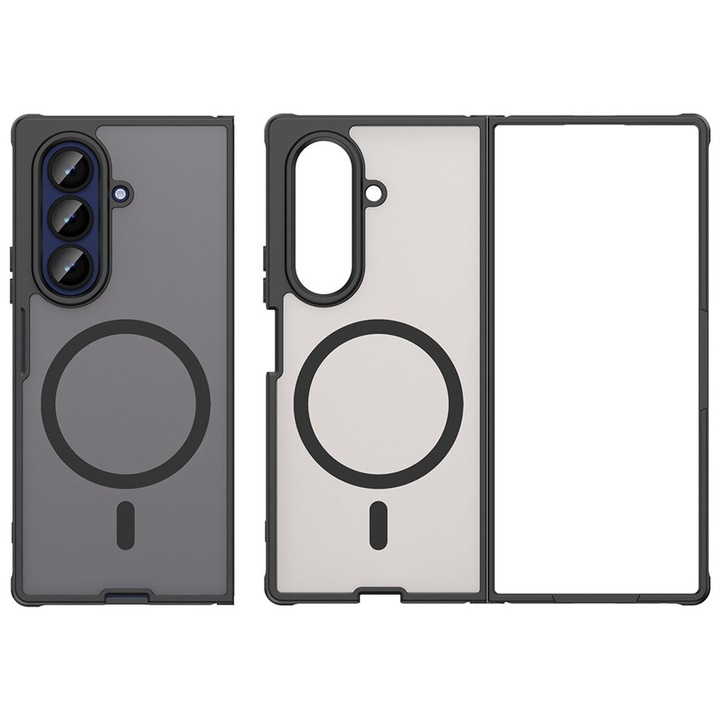Защитен калъф IcyAura, съвместим със Samsung Galaxy Z Fold7 / Fold 7, удароустойчив, ултра безопасна защита на камерата, функция MagSafe, черен
