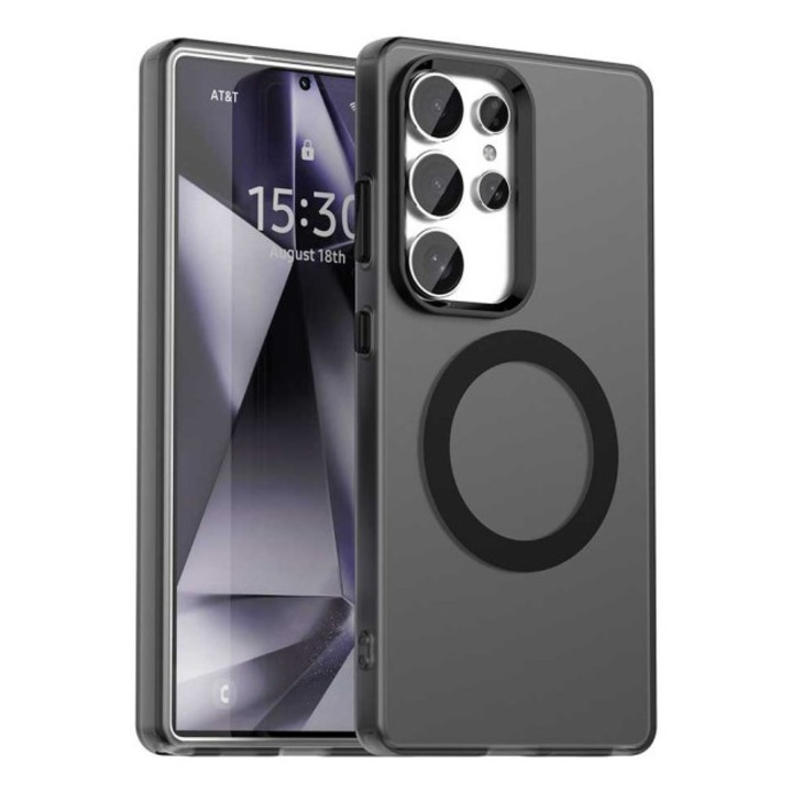 Husa Upzz® Tech Candy Compatibila Cu Samsung Galaxy S25 Ultra, Tehnologie Magsafe, Protectie La Camera si Colturi, Negru