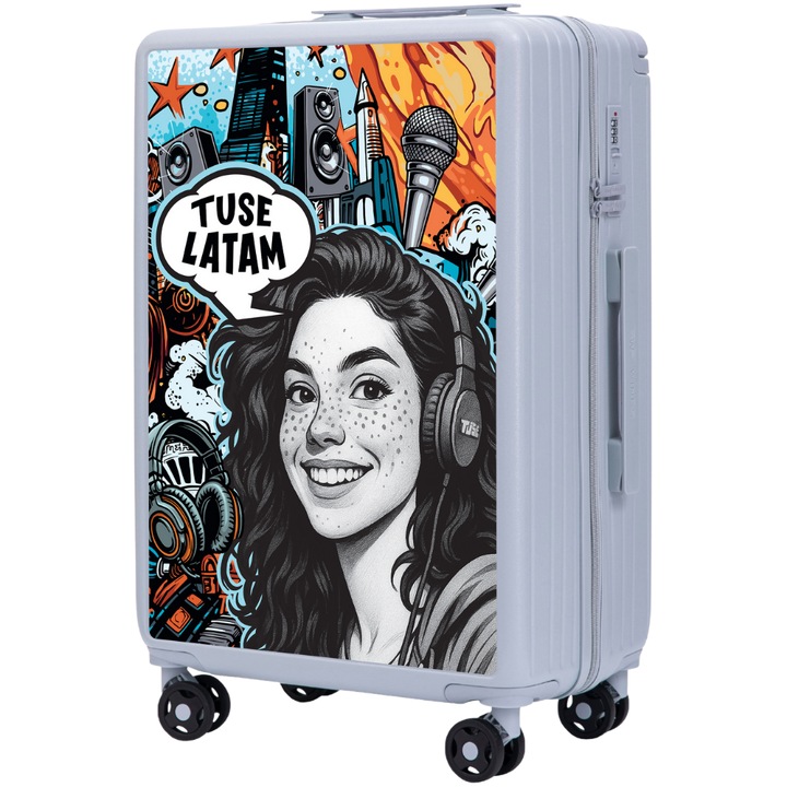 WINGS Пътен куфар TUSE – BOY среден размер, Размери 66,5x43x25,5 см, твърд корпус ABS+, 4 въртящи се колела, Основен цвят Син