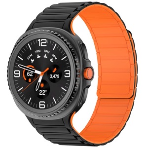 Curea Silicon Sport cu Design Loop Magnetic, Compatibila cu Samsung Galaxy Watch 8 / Watch 8 Classic, Negru Portocaliu, Stil Modern si Confortabil
