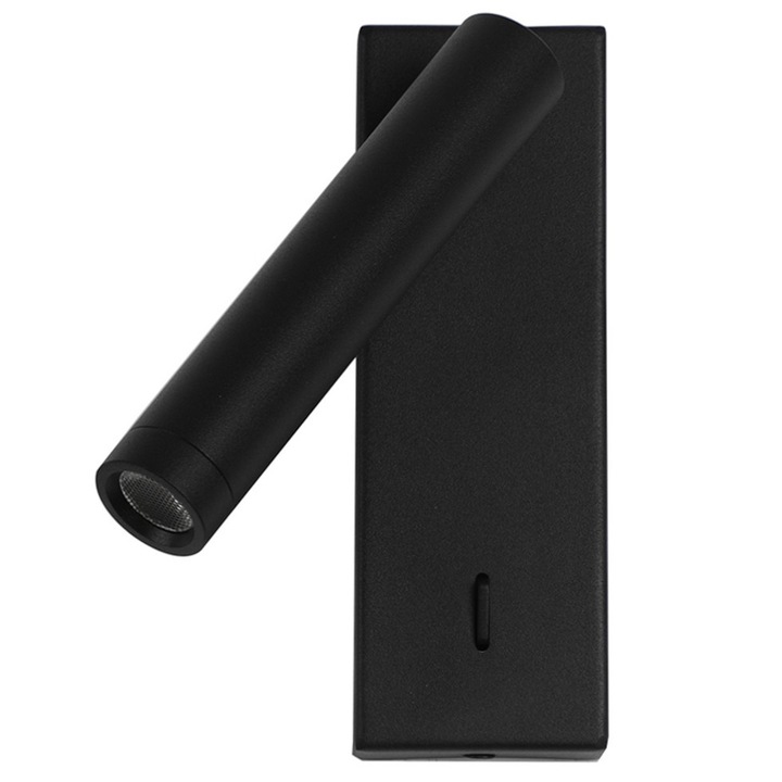 Aplica LED Italux, negru, 5.5x6x16cm, design minimalist, aluminiu