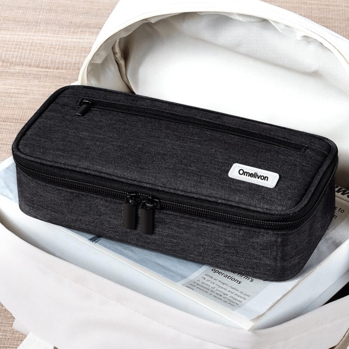 Penar mare Omelivon, 5 compartimente, negru, 23x11x6cm