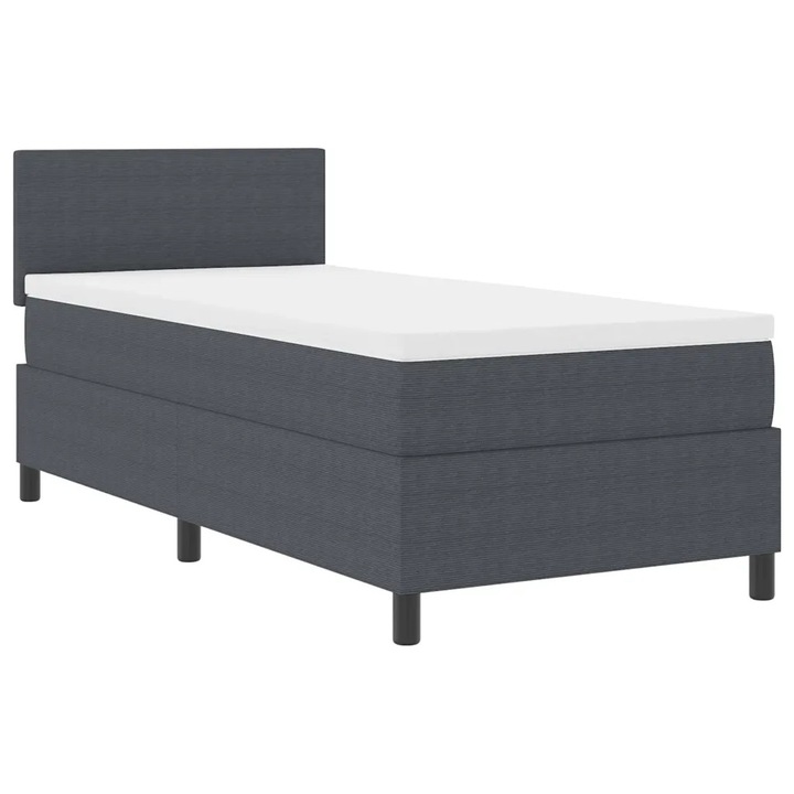 Pat cu arcuri cu headboard Gri inchis si alb 80 x 200 cm, vidaXL, 3337488