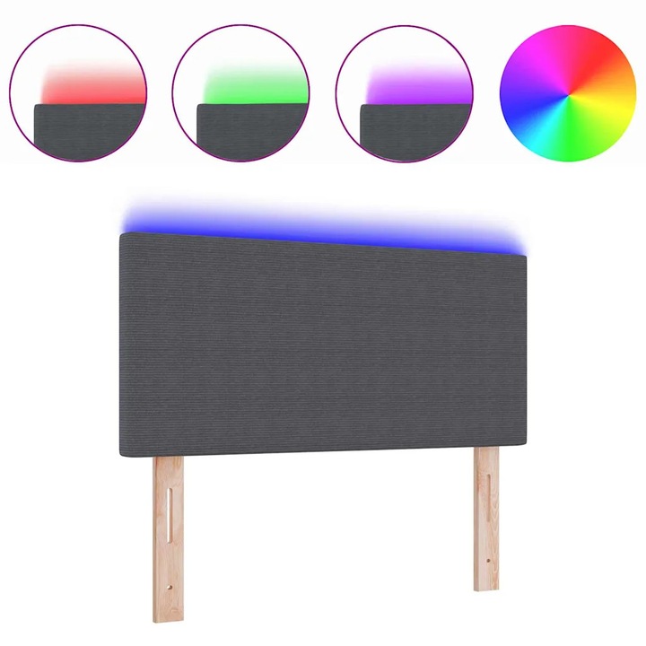 Tablie reglabilă, vidaXL, LED, gri închis, 90cm