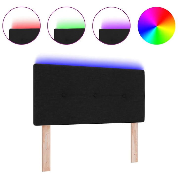 Tablie de Pat, VidaXL, LED, Negru, 80cm, Montare pe Perete, Design Minimalist