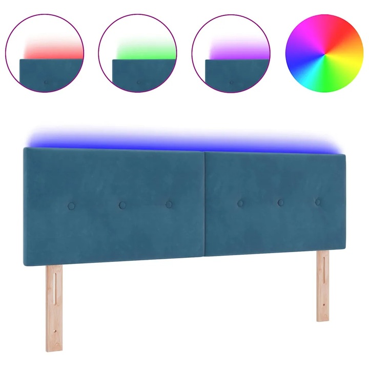 Tablie de pat LED, VidaXL, albastru